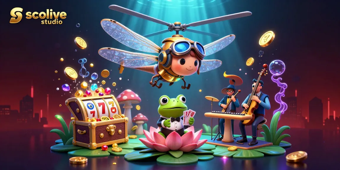 Socolive studio showcases a vibrant 3D gaming scene with dynamic gambling elements and characters interacting.