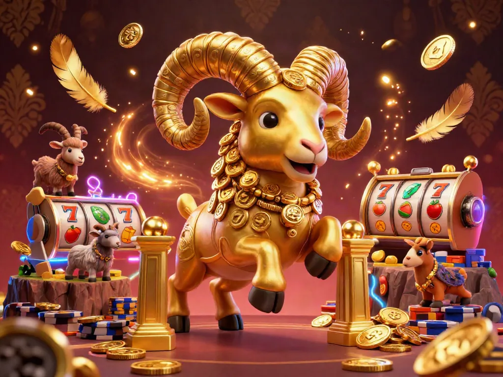 Ilustrasi slot gacor hari ini dengan ram emas dan simbol slot yang berkilauan di kasino.
