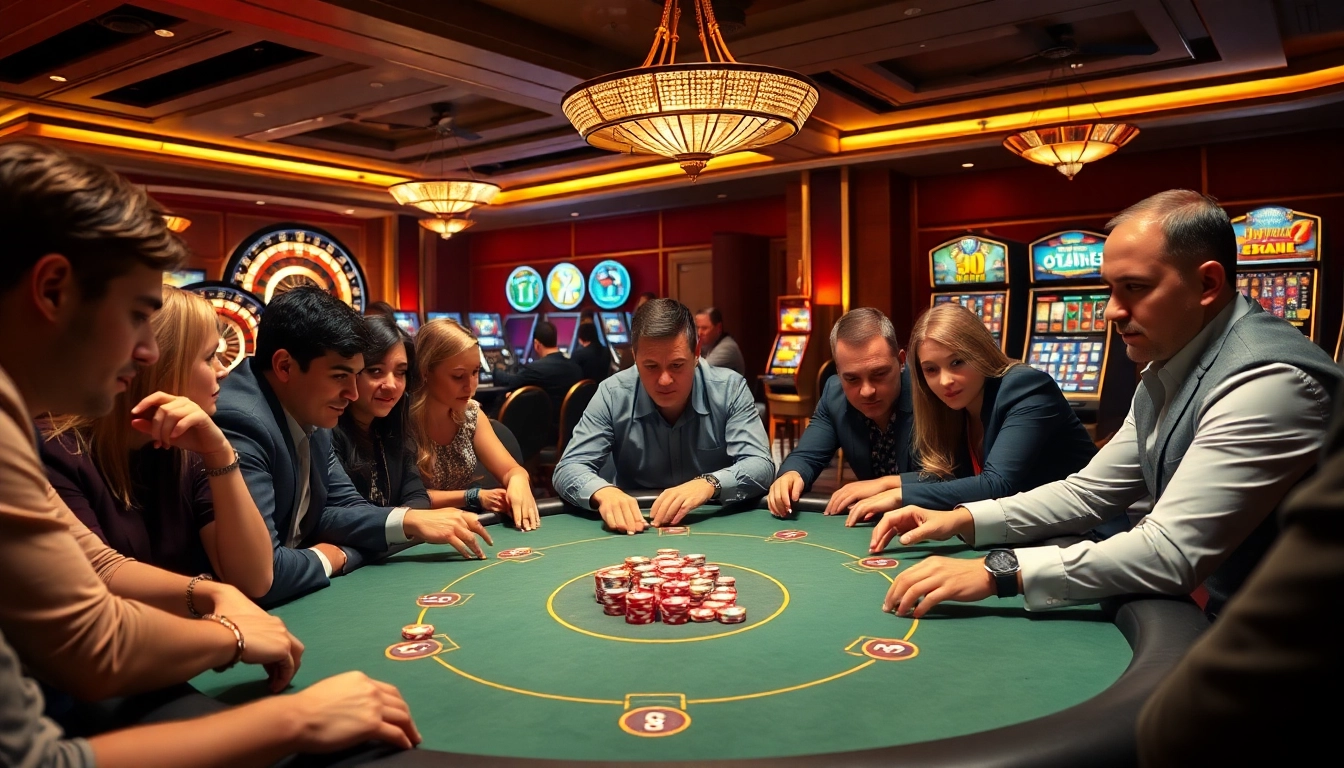 Engaged players at a high-stakes poker table in a luxurious environment at MK8 casino.