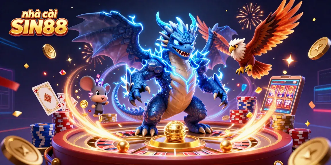 Experience exciting gameplay at nhà cái SIN88 with vibrant casino characters and sparkling gems.
