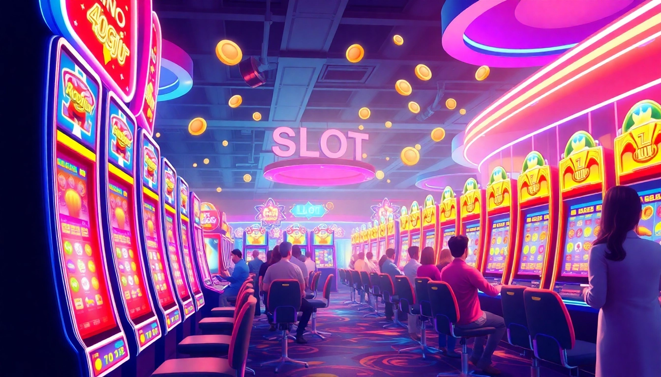 Exciting scene of hoki138 online slot gaming environment with vibrant colors and players enjoying the experience.