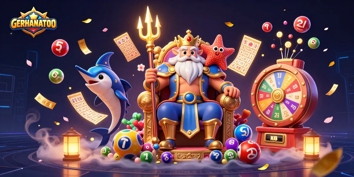Menangkan hadiah dengan GERHANATOTO, kacau dengan bola lotere berwarna dan kartu bingo cemerlang.
