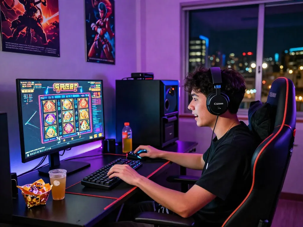 Experience the excitement of slot gacor gaming with a passionate player and vibrant ambiance.