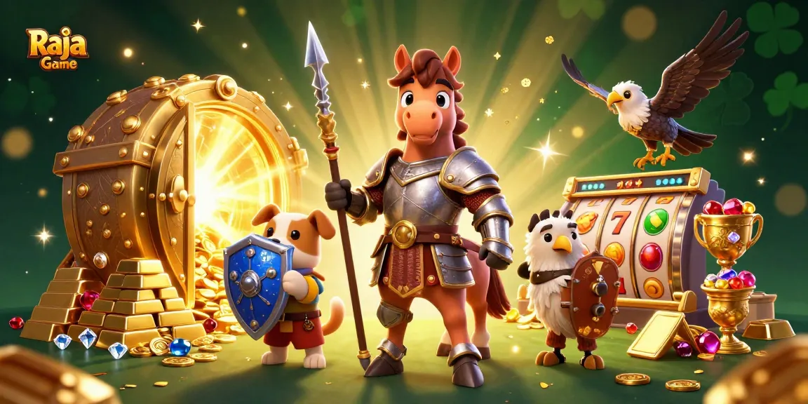 Win big on Raja Game with slots, gold treasures, and vibrant gaming elements.