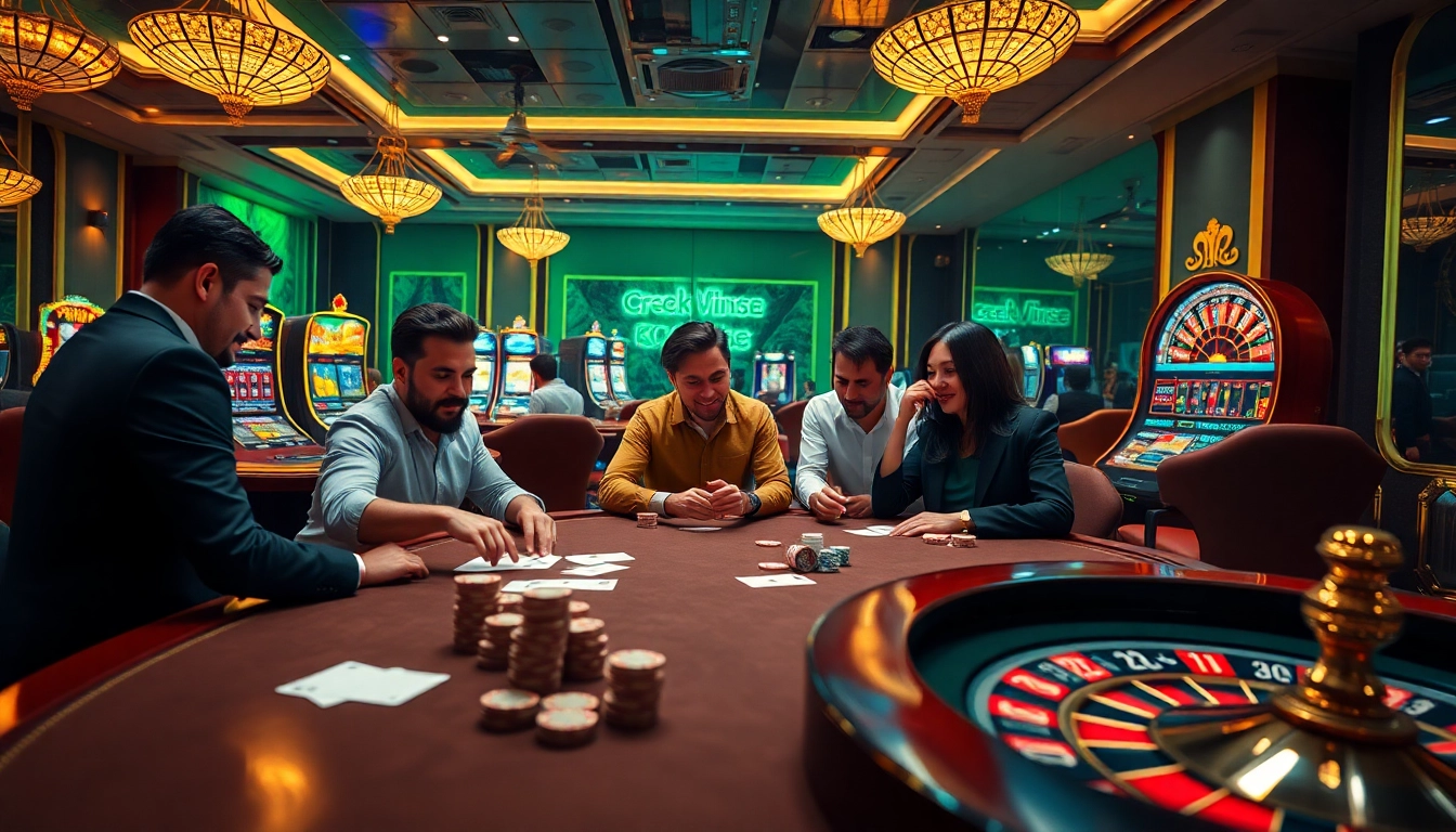 Experience the excitement of home eejl casino with vibrant slot machines and flashing roulette wheels.