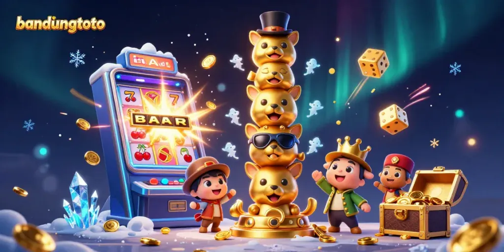 Engage with bandungtoto's thrilling slot machine explosion featuring dynamic casino elements and illuminated characters.