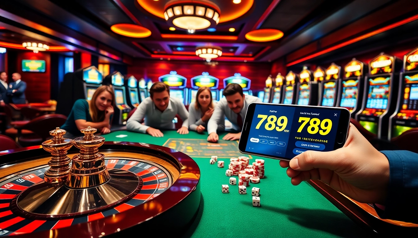 Engaged players enjoying the thrill of 789 win at a glamorous casino table.