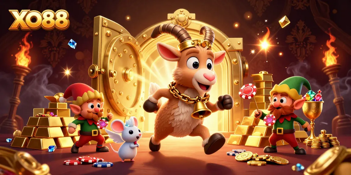 Engage in thrilling gameplay at XO88 with a festive holiday-horror casino scene full of excitement and treasures