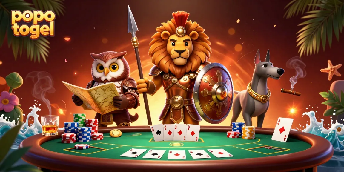Experience the thrill of popo togel with this vibrant 3D casino scene showcasing strategic gameplay.