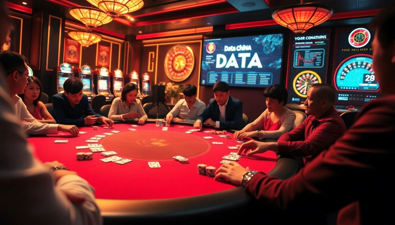 Players engage in high-stakes poker while exploring data china insights in a luxurious casino setting.