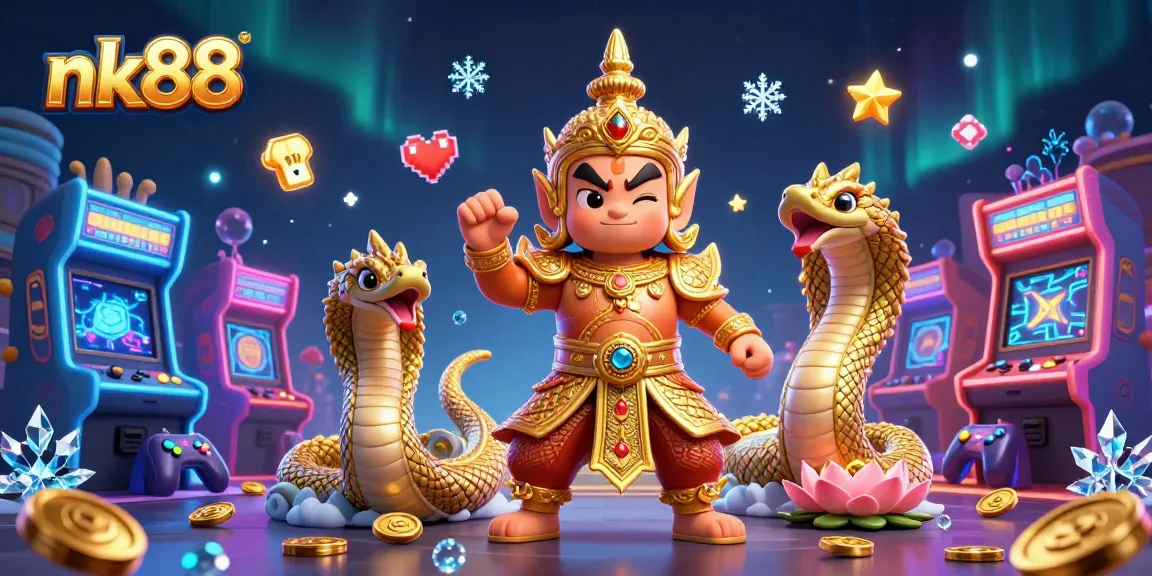 Experience the vibrant thrill of nk88 with amazing gaming elements and rich visuals in this 3D illustration.