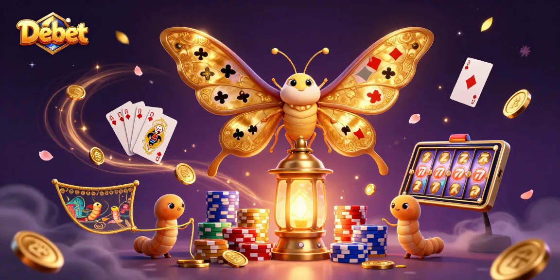 Bet on Debet with a dynamic casino scene featuring gold and cards bursting with excitement.