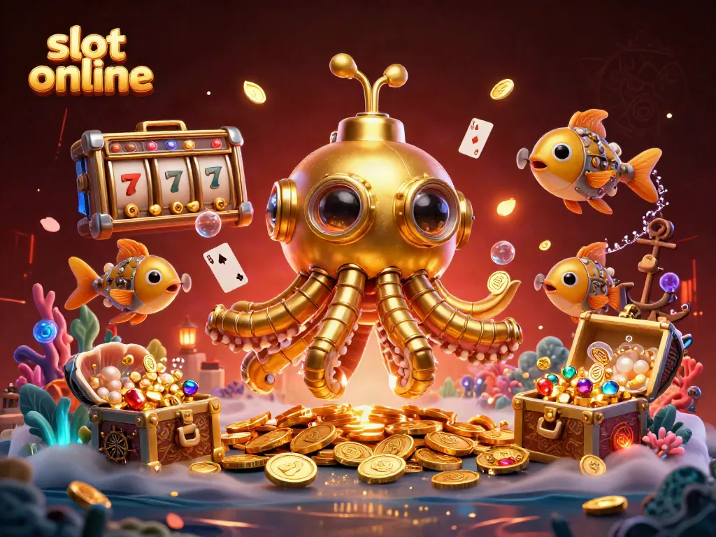 Eksplorasi mesin slot online dengan ilustrasi 3D yang menonjolkan keseruan bermain slot.
