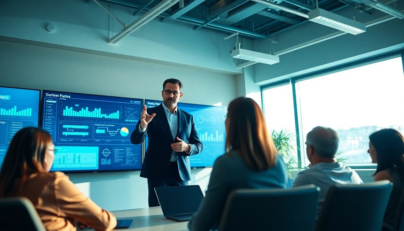 Engaging business automation experts near me discussing strategies in a modern office.