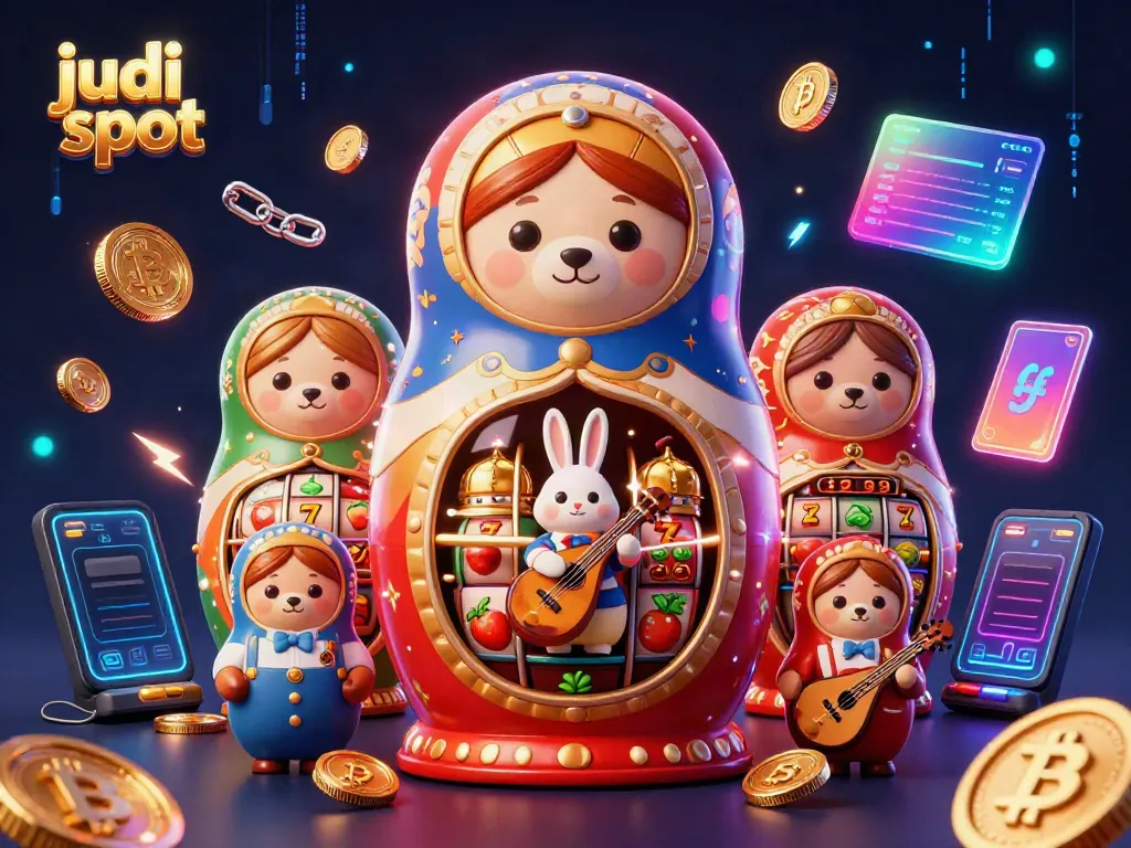 Mohon menikmati permainan judi slot yang menyenangkan dengan panda Matryoshka dan elemen kasino lainnya.