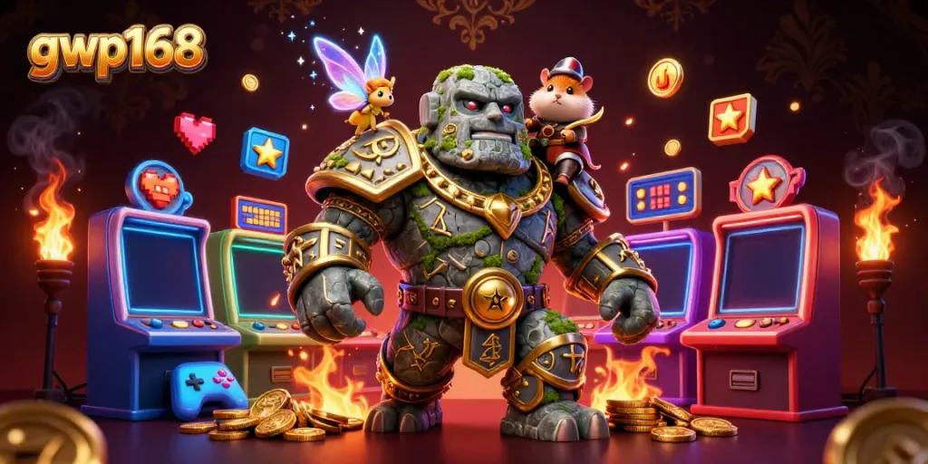 GWP168: Bermain slot mesin seru dengan karakter golem, peri, dan ksatria hamster.
