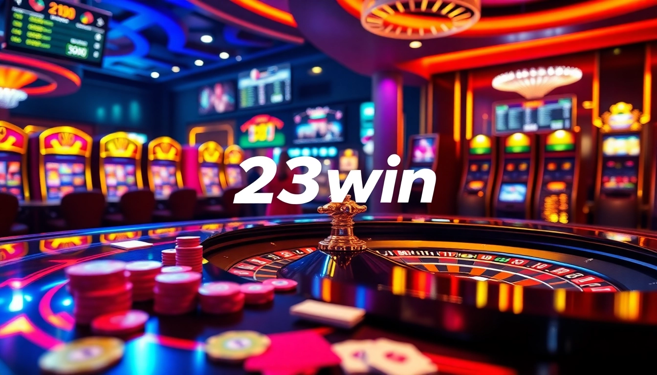 Experience the thrill of online betting at 23win with vibrant casino elements.
