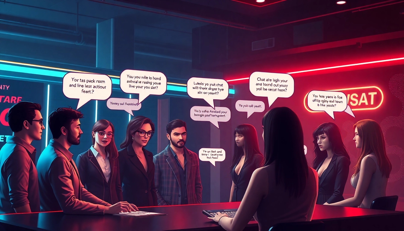 Exciting NSFW character AI chat interface with diverse avatars and playful dialogue.