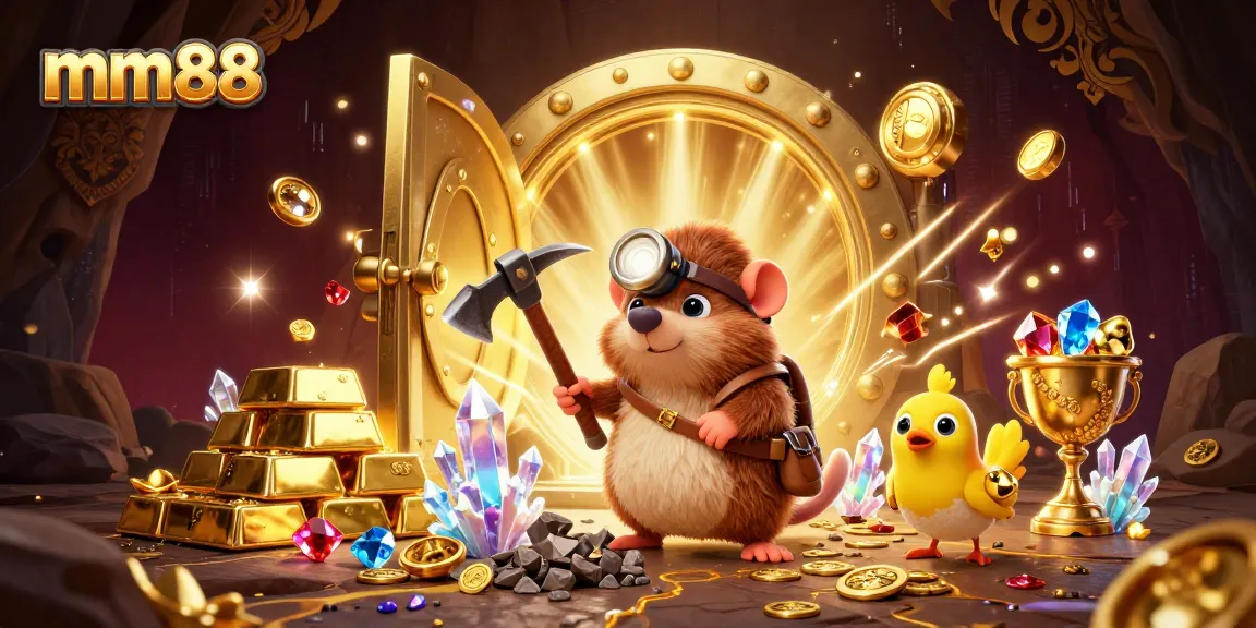 Engage with mm88's dynamic slots and treasures in this 3D mining adventure.