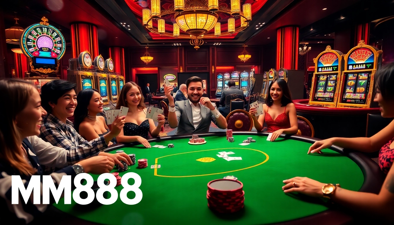 Experience the thrill of casino gaming at MM88 HOW with vibrant tables and excited players.