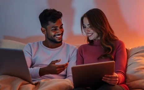 Engaging sex ai chat scene showcasing intimate virtual communication.
