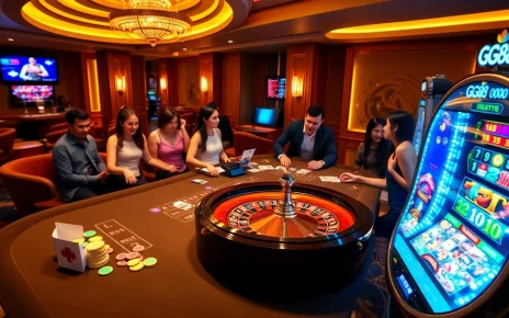 Experience the thrilling atmosphere of gambling at GG88 with poker chips and vibrant casino graphics.