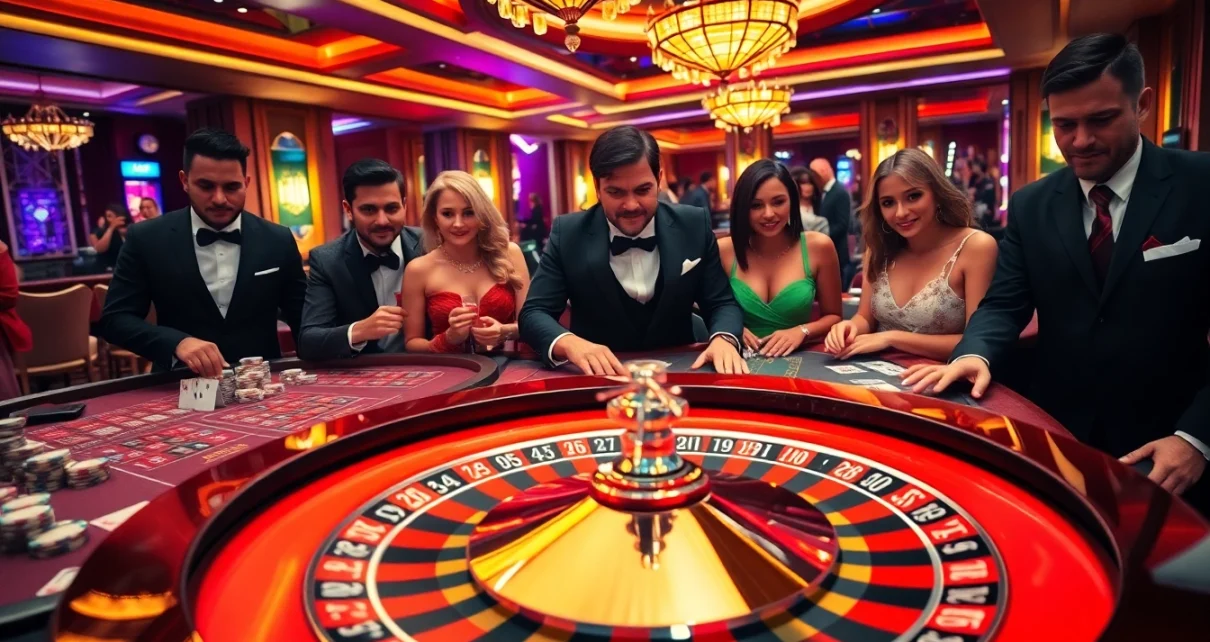 Experience high-stakes gambling action at 22JL casino with vibrant tables and engaged players.
