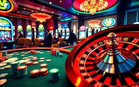 Experience excitement at F8 BET with vibrant casino tables and slot machines.