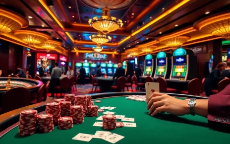 Experience the thrill of Hello88 at a luxurious casino with vibrant poker and slot games.