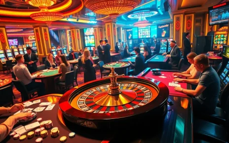 C168 casino scene with roulette wheel, poker tables, and lively players engaging in games.