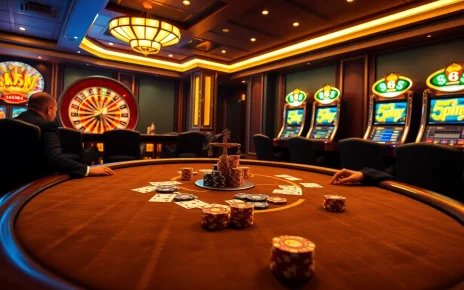 Experience thrilling wins at https://xx88.vin/ with a vibrant casino scene filled with poker tables and slot machines.