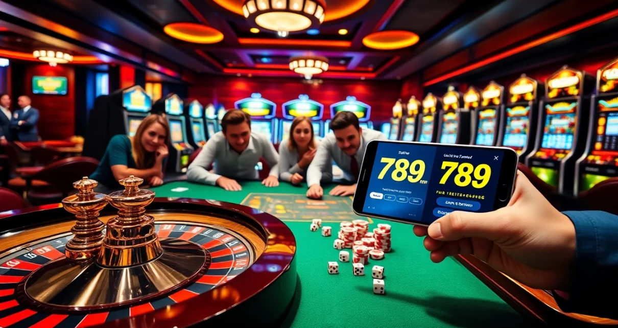 Engaged players enjoying the thrill of 789 win at a glamorous casino table.