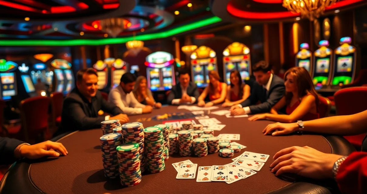 Experience thrilling poker action at 789 bet with luxury gaming tables and vibrant casino ambiance.