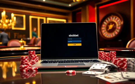 Experience sbobet login excitement at a luxury casino table with poker chips and roulette.