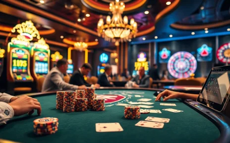 Experience the thrill of gaming with 79king at a high-stakes casino table filled with poker chips and cards.
