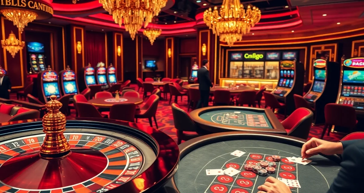 BK8 เว็บตรง casino players engaging in exciting games at luxurious tables and slots.