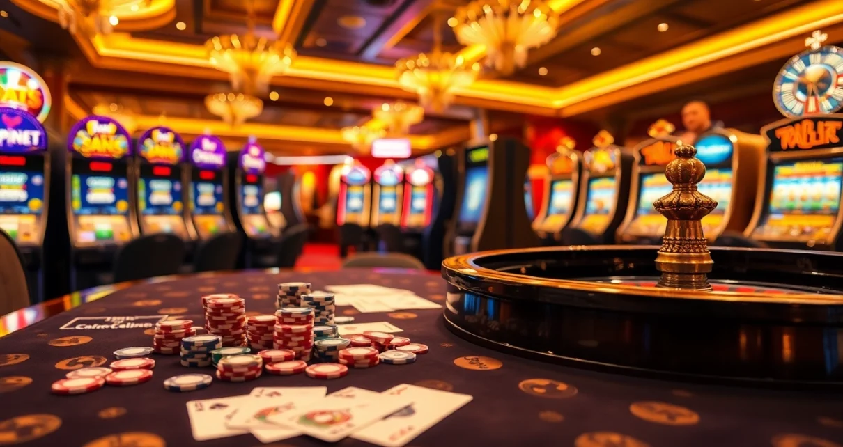 Experience luxury gaming at bl555.design with vibrant poker tables and roulette wheels.