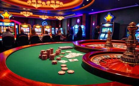 Experience the excitement of Sunwin at a luxurious casino table with vibrant gaming elements.