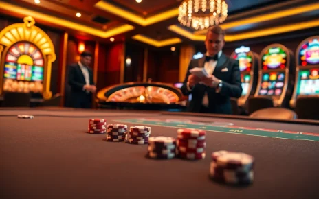 Players enjoy an exciting moment at a 789 win gambling table with vibrant chips and cards.