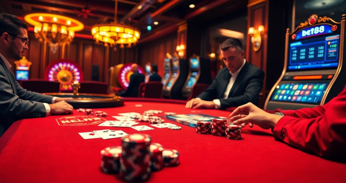 Experience the thrill of bet88 đăng nhập at a luxurious casino, with vibrant games and eager players.