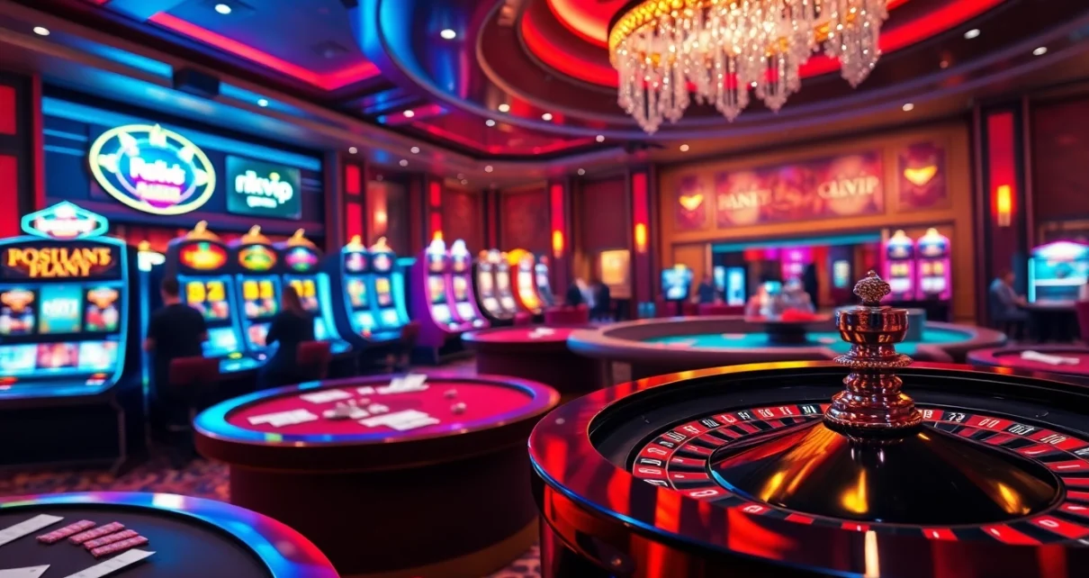 Play exciting games at rikvip with engaging casino tables and vibrant poker chips.