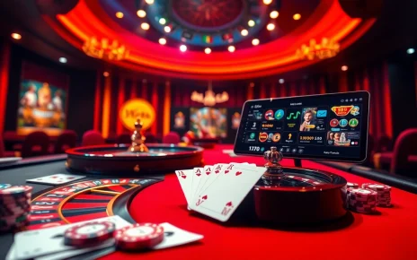 Experience the thrill of gambling at Nhà Cái Luckywin with vibrant casino visuals showcasing roulette and poker.