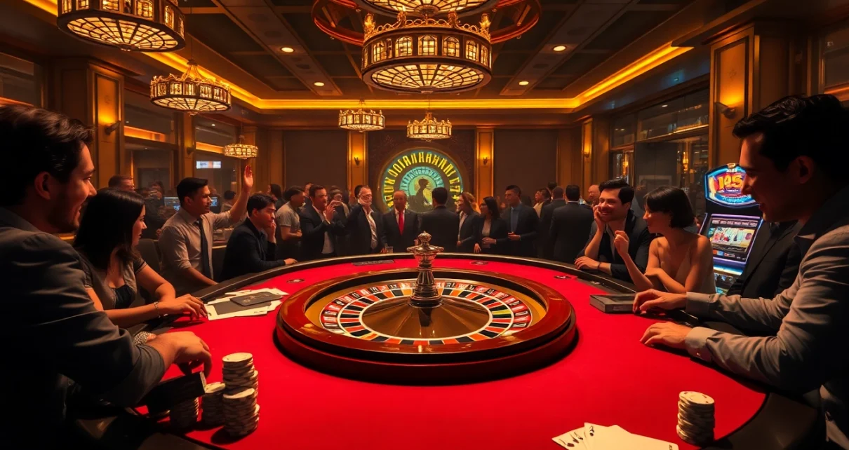 Experience thrilling gameplay at a luxurious casino featuring 88xx themed roulette and exciting poker hands.