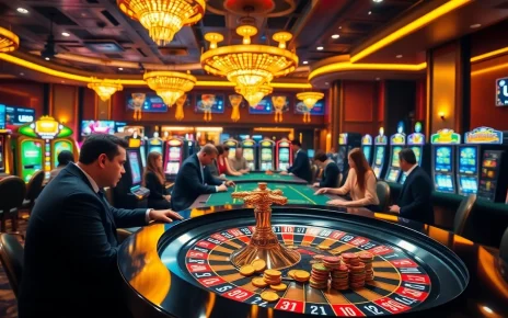 Exciting casino scene featuring UU88, with poker players, roulette wheel, and vibrant slot machines.