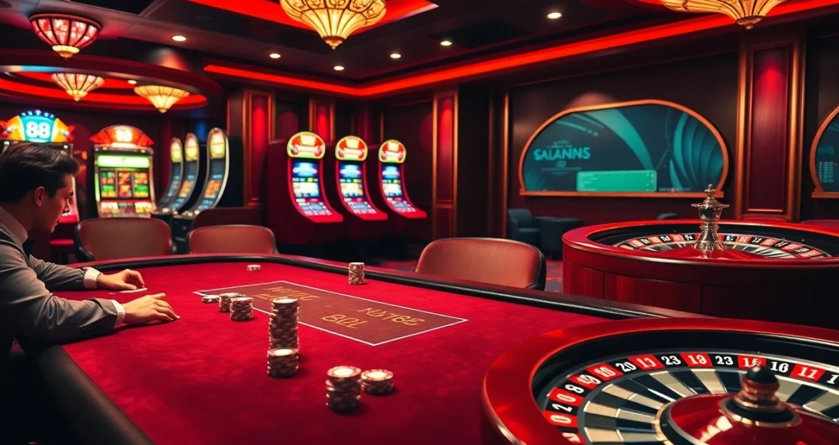 Man 88 offers an exciting casino experience with lively poker tables and vibrant slot machines.