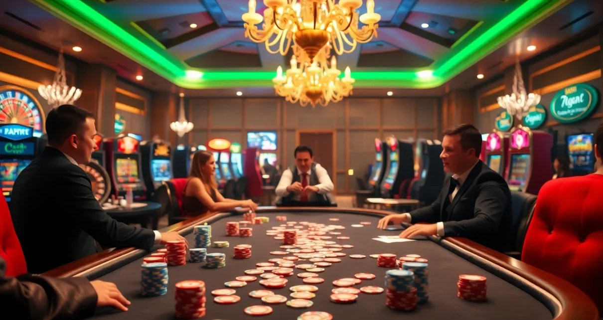 Experience thrilling poker action with the 7xl סוכן at a vibrant casino table filled with chips and cards.