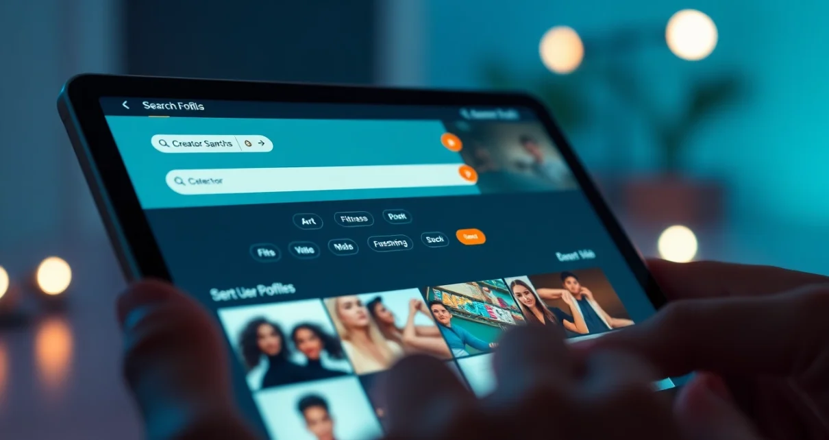 Explore OnlyFans Search interface with vibrant UI showcasing creator profiles and categories.