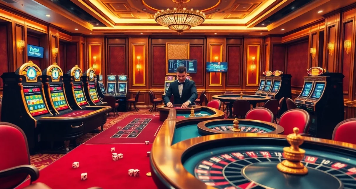 Experience 바이낸스 회원가입 excitement with dealers and players at vibrant casino tables.