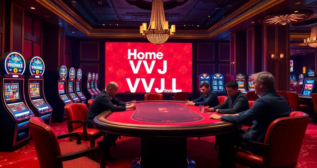 Experience the excitement of home vvjl with poker players at a luxurious casino table.