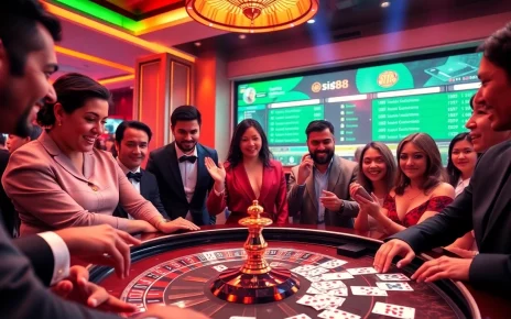 Experience high-stakes gaming with siu88 at a luxurious casino table featuring cards and roulette.